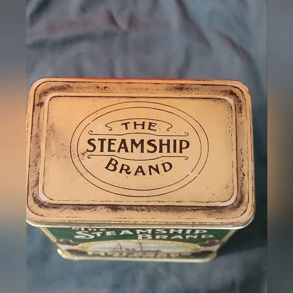 Vintage The Steamship Brand Molasses Candy Tin Box by Stewart & Young Glasgow